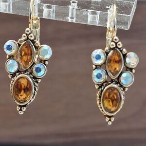 Aurora Borealis Drop Pierced Earrings French Lever Back